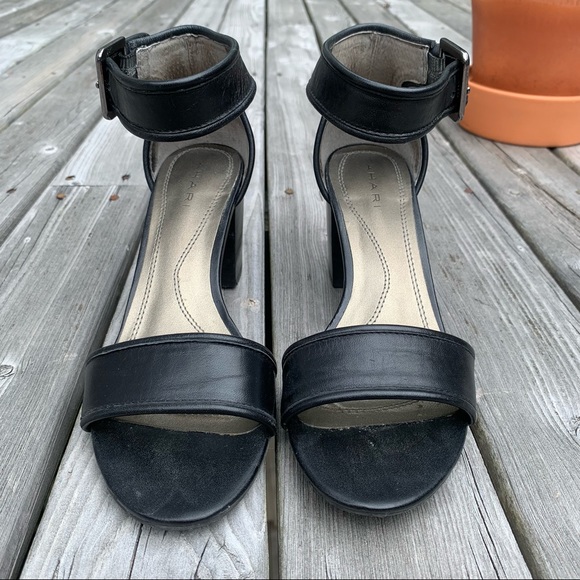 Tahari Black Open Toe Slingback with Chunky Heel - Picture 2 of 7